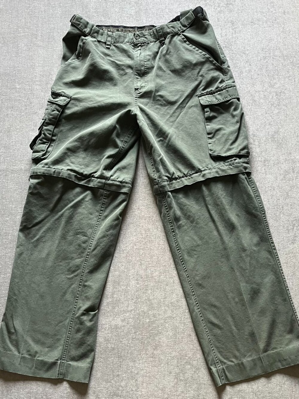 Boy Scouts of America Convertible Uniform Pants Men 34 Green Relaxed Cargo